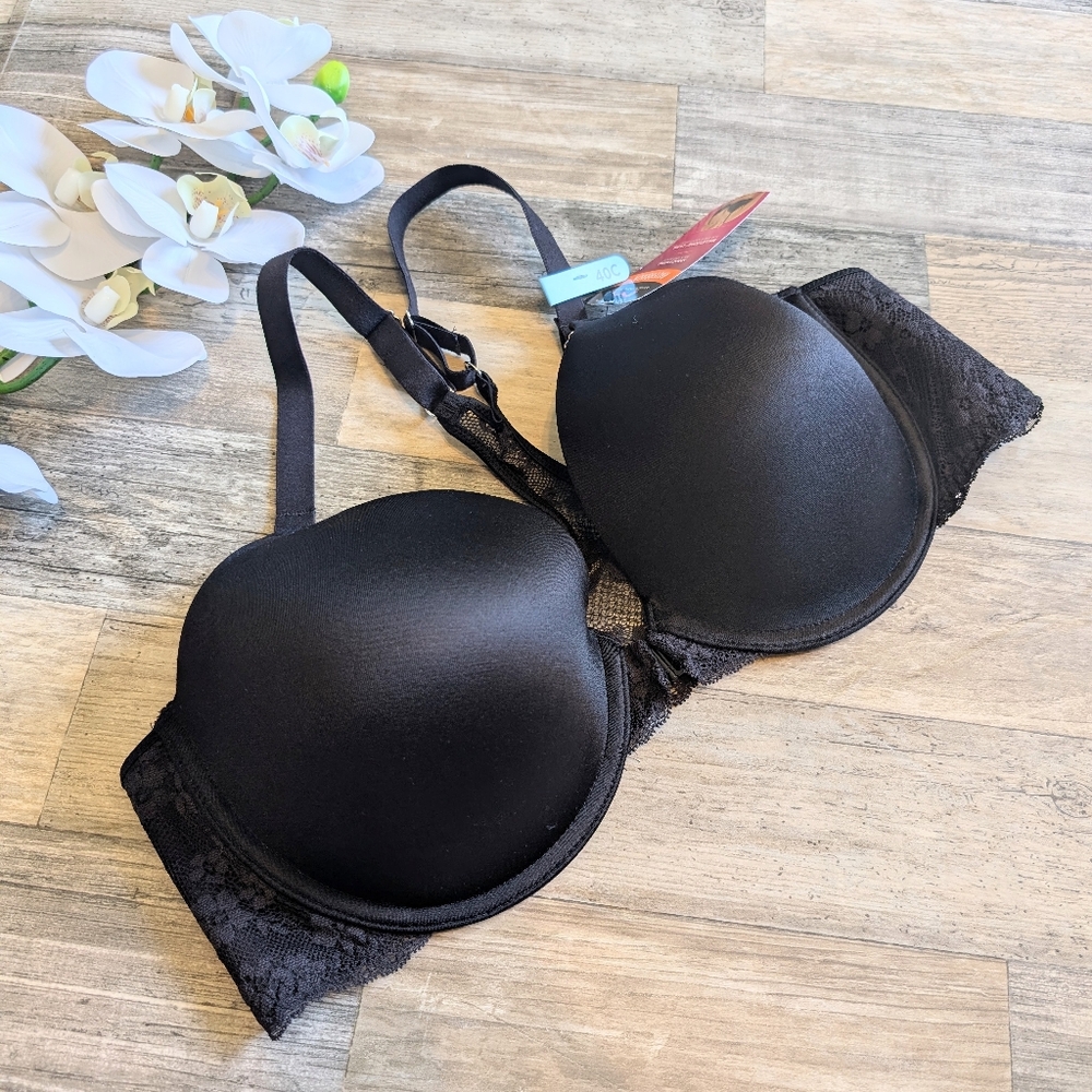 Maidenform Racerback Black Lightly Lined Underwire Bra Size 40C NWT